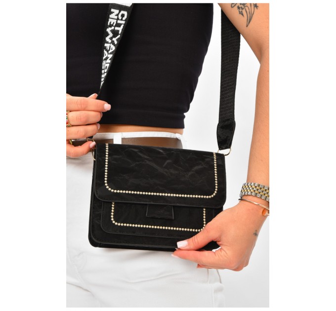 Сумка жіноча з екошкіри чорного кольору 205810L