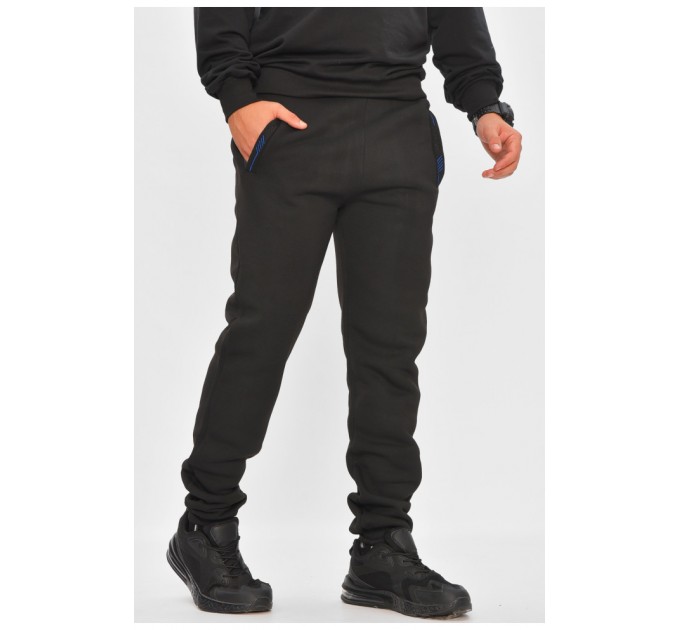 Спортивні штани чоловічі на флісі чорного кольору 205885L