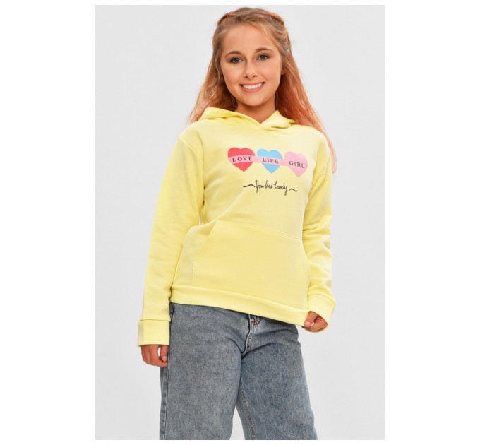 Світшот дитячий для дівчинки на флісі жовтого кольору 206029L