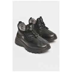 Кросівки чоловічі на штучному хутрі чорного кольору 206254L