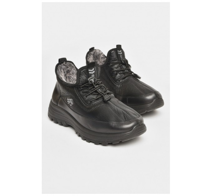 Кросівки чоловічі на штучному хутрі чорного кольору 206254L