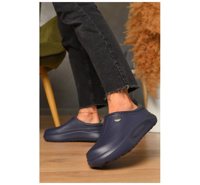 Калоші жіночі без задника утеплені синього кольору 206280L