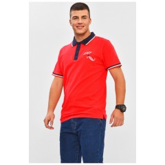 Футболка чоловіча поло червоного кольору з принтом 206315L