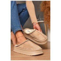 Домашні капці жіночі на хутрі молочного кольору 206353L Домашні капці жіночі на хутрі молочного кольору 206353L