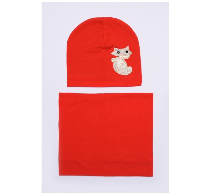 Шапка+хомут дівчинка червона на 4-5 років 149984L