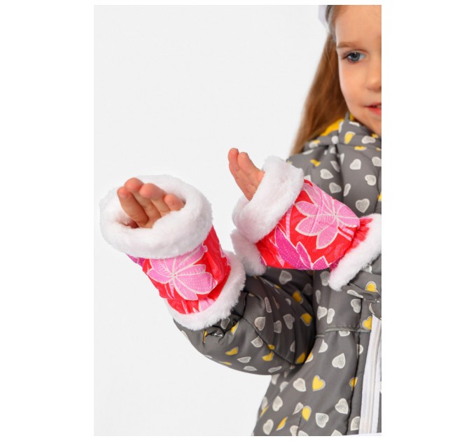 Детские митенки для девочки красного цвета с принтом на 9-12 лет 152707L