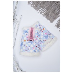 Мітенки дитячі для дівчинки блакитного кольору з принтом на 9-12 років 152708L
