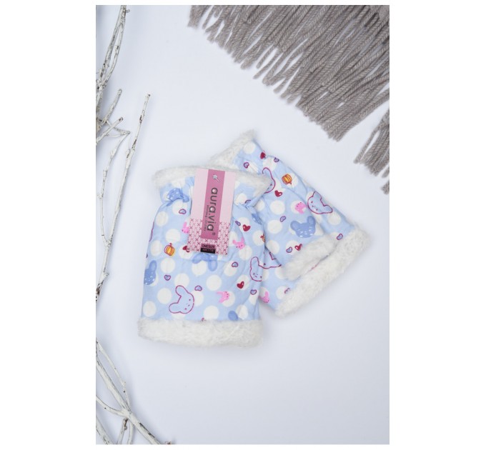 Мітенки дитячі для дівчинки блакитного кольору з принтом на 9-12 років 152708L