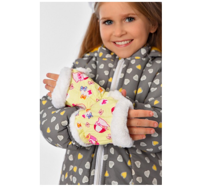 Мітенки дитячі для дівчинки блакитного кольору з принтом на 9-12 років 152729L