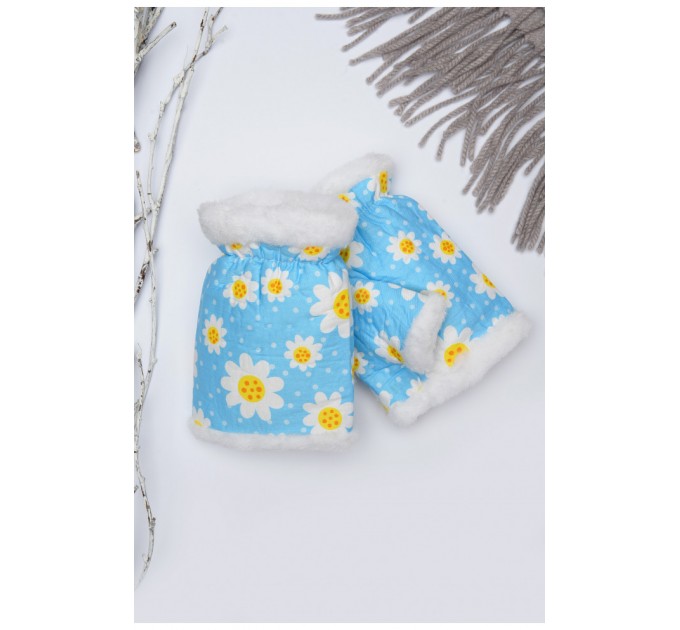 Митенки детские для девочки голубого цвета с принтом на 9-12 лет 152733L