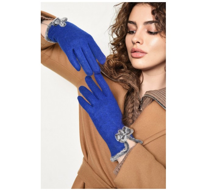 Рукавички жіночі текстильні синього кольору 153458L