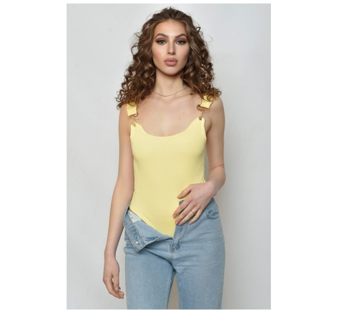 Боді жіноче рубчик жовтого кольору розмір 42-44 156283L