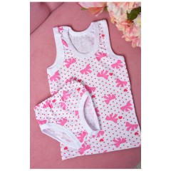 Комплект детский для девочки майка+трусики белого цвета с бантиками 162644L