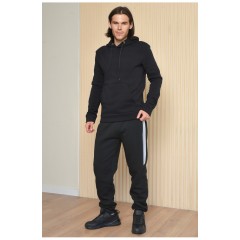 Спортивні штани чоловічі на флісі чорного кольору 165454L