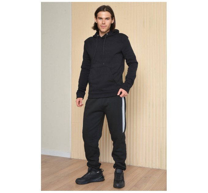 Спортивні штани чоловічі на флісі чорного кольору 165454L