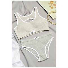 Комплект женский рубчик серого цвета чашка В 168741L