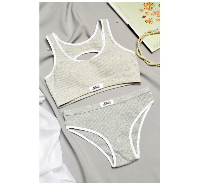 Комплект женский рубчик серого цвета чашка В 168741L