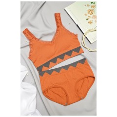 Комплект жіночий оранжевого кольору чашка В 169574L