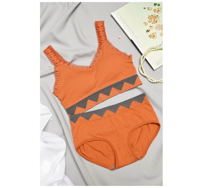 Комплект жіночий оранжевого кольору чашка В 169574L