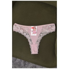 Стрінги жіночі з гіпюром пудрового кольору 169663L