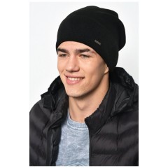 Мужская шапка на флисе черного цвета 170037L