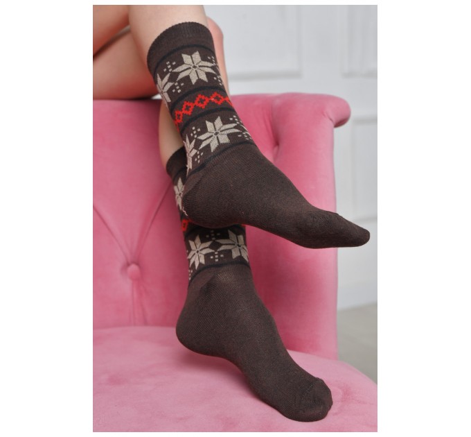 Шкарпетки жіночі з малюнком темно-коричневого кольору розмір 36-40 170130L