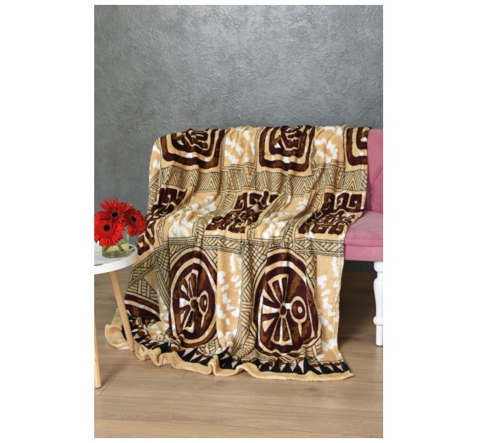 Плед коричневый с принтом размер 180*200 170598L