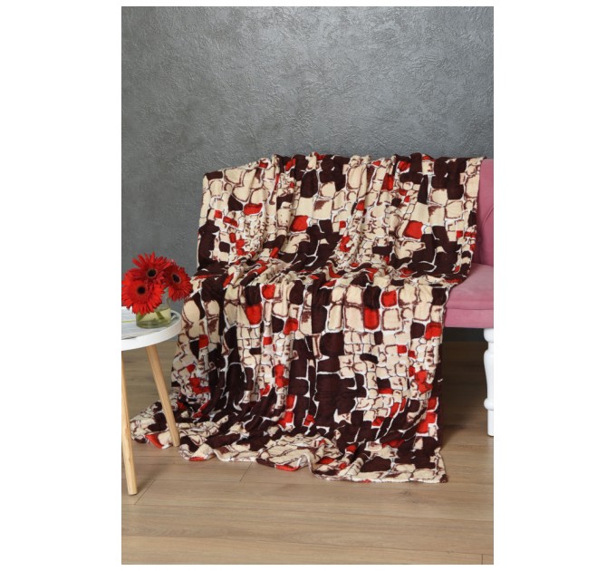 Плед коричневый с принтом размер 180*200 170602L