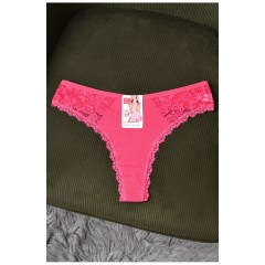 Стринги женские с гипюром малинового цвета 171426L