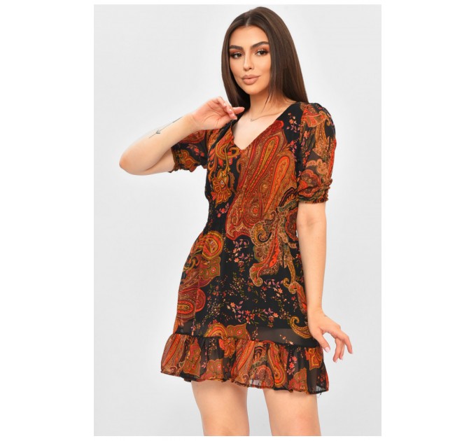 Сукня жіноча шифонова чорного кольору з візерунком 171519L