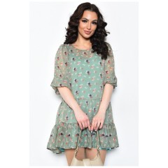 Сукня жіноча шифонова оливкового кольору в квіточку 171524L