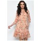 Сукня жіноча шифонова молочного кольору з різнокольоровими візерунками 171593L
