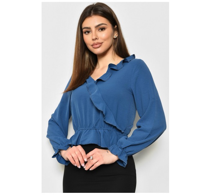 Блуза жіноча однотонна синього кольору 172070L
