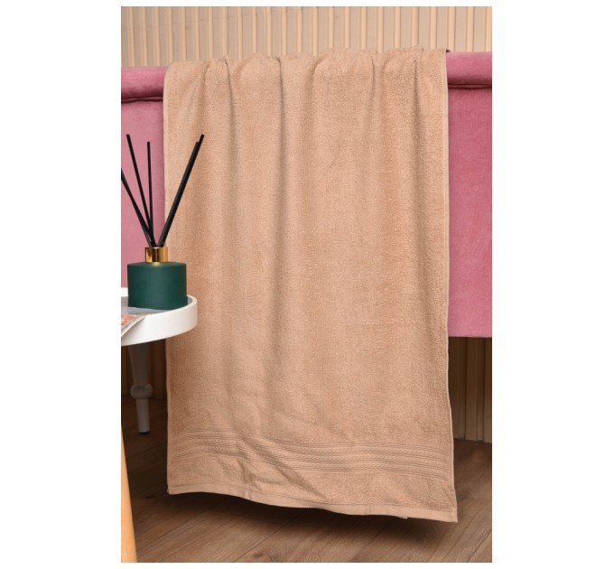 Рушник для обличчя махровий бежевого кольору 173171L