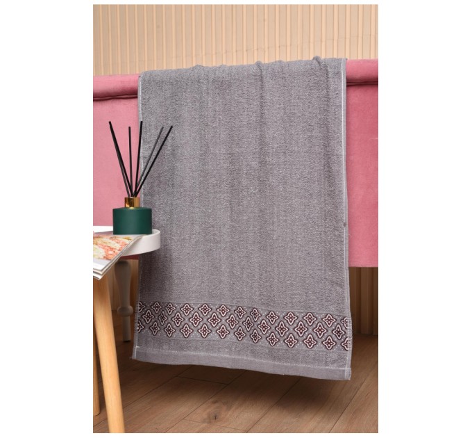Рушник для обличчя махровий сірого кольору 173456L