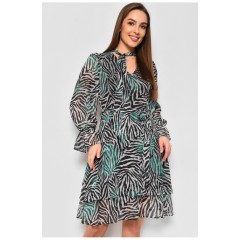 Сукня жіноча шифонова чорного кольору з принтом 174139L