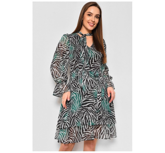 Сукня жіноча шифонова чорного кольору з принтом 174139L