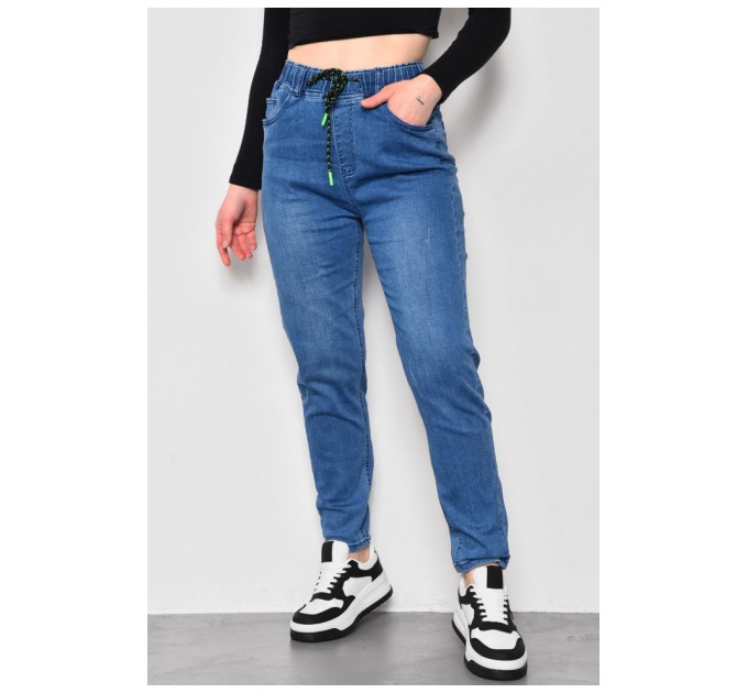 Джинсы женские зауженные синего цвета 174655L