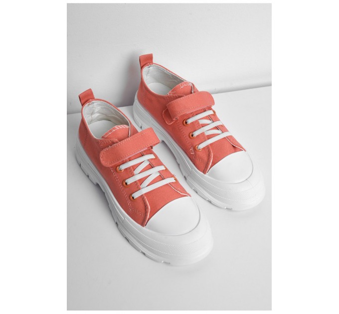 Кеди дитячі помаранчевого кольору текстиль 174660L