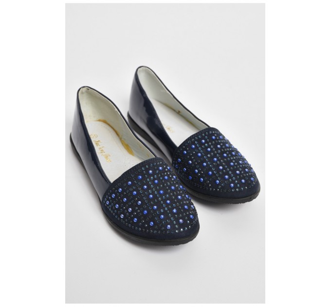 Балетки дитячі для дівчинки темно-синього кольору 176017L