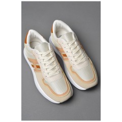 Кроссовки мужские бежевого цвета на шнуровке 177176L