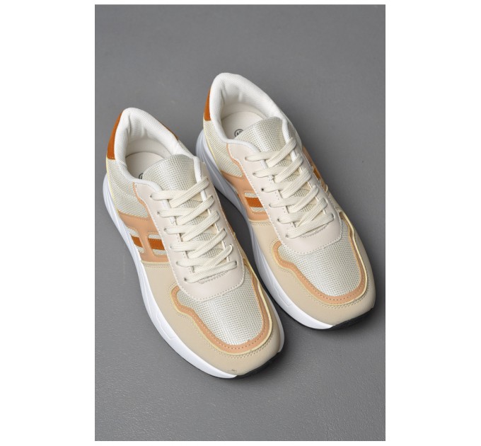 Кроссовки мужские бежевого цвета на шнуровке 177176L