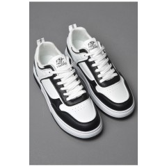 Кроссовки мужские черно-белого цвета на шнуровке 177387L