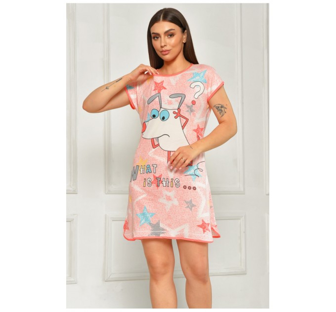 Нічна сорочка жіноча рожевого кольору з малюнком 178150L