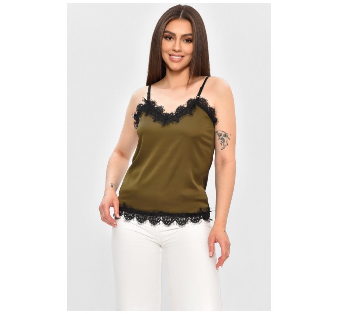Женская майка с кружевом цвета хаки 178243L