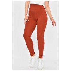 Лосини жіночі в рубчик теракотового кольору 178307L