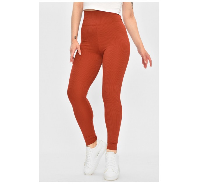 Лосини жіночі в рубчик теракотового кольору 178307L
