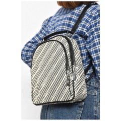 Жіночий рюкзак з екошкіри чорно-білого кольору 179285L