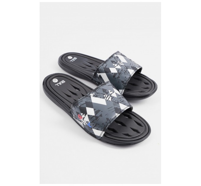 Шлепанцы мужские черного цвета с геометрическим узором 179493L