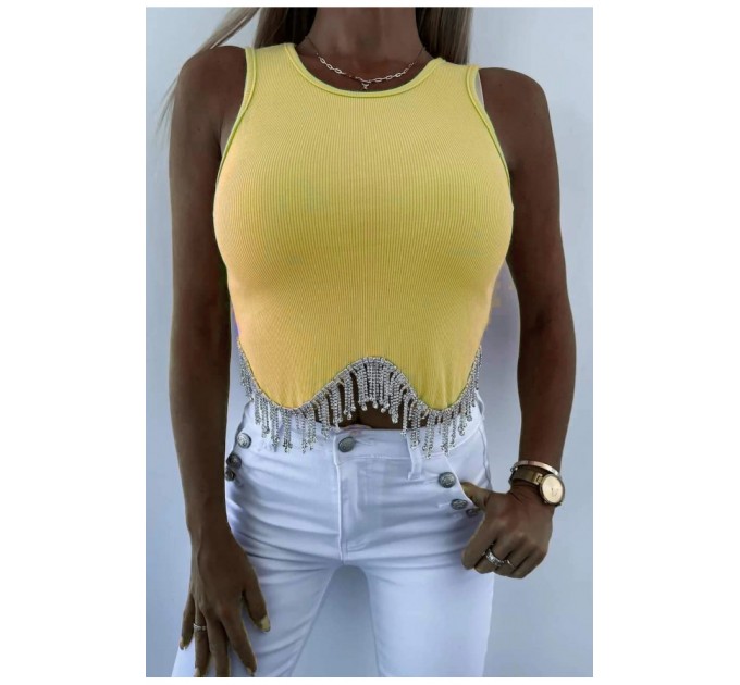 Топ-майка у рубчик жіночий жовтого кольору 179581L